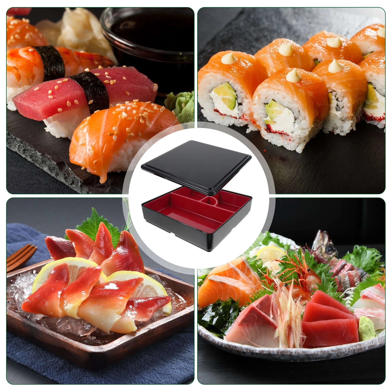 

Sushi Large Capacity Compartment Design Japanese Lunch Boxes ABS Material Snack Containers Adult Kitchen Barware