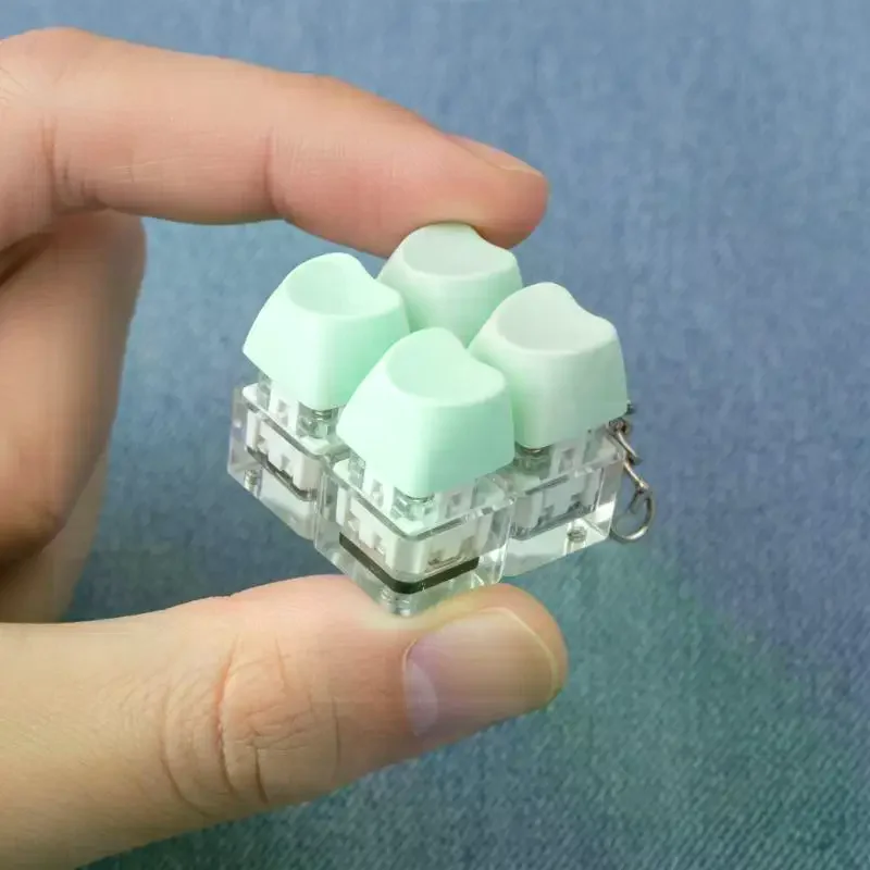 4 Keys Fidget Toy Keychain With Clickable Mechanical Switches Smooth Press For Stress Relief Office School Daily Use
