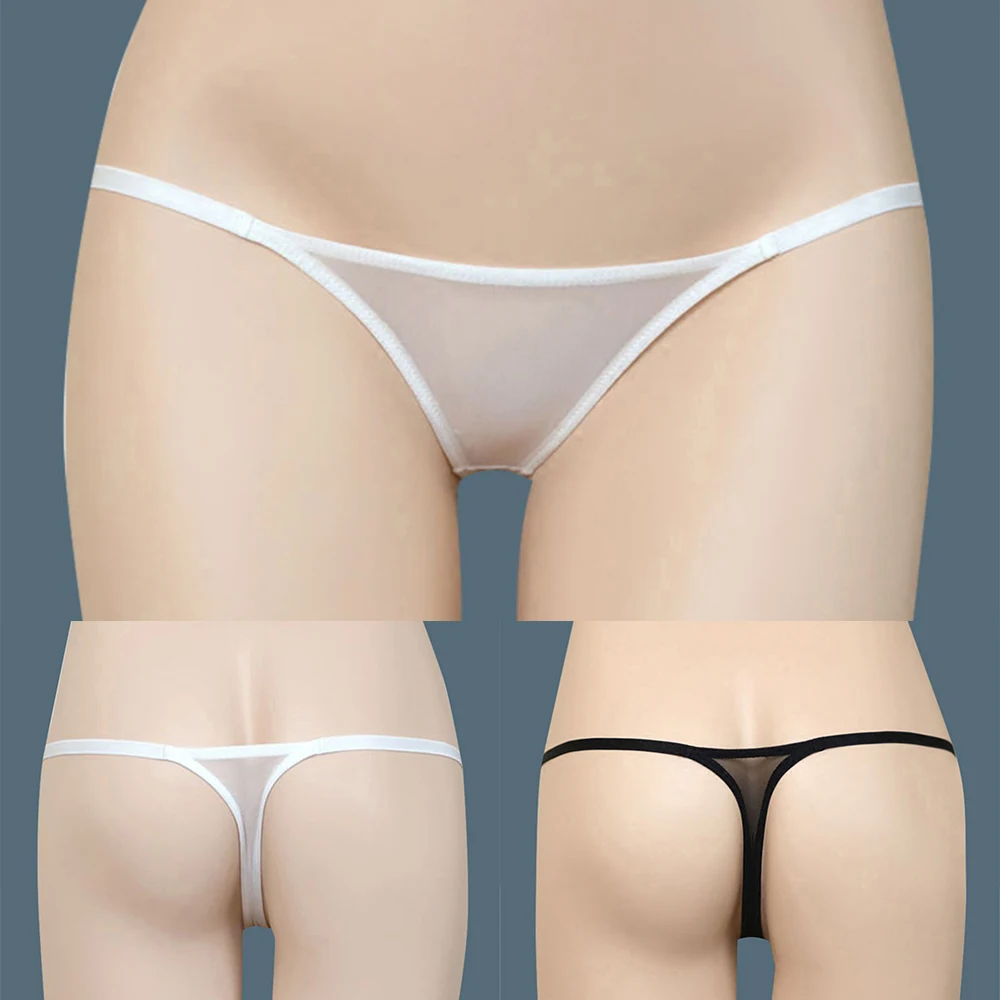 Male Women Brief Bikini Shiny Shorts Soft Solid Color Thong Breathable Underpant Clubwear Underwear Comfortable