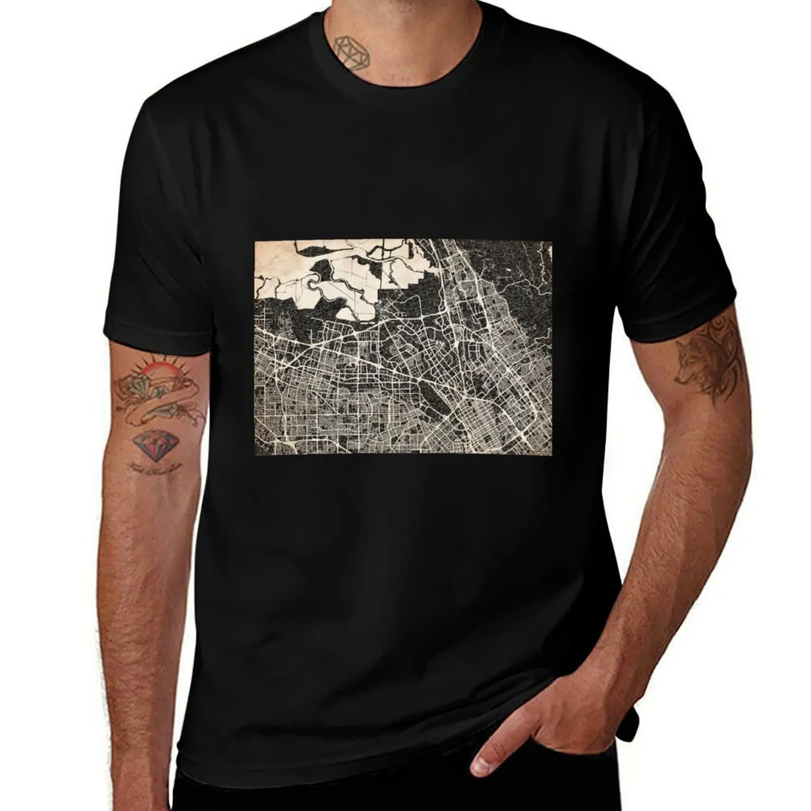 

Santa Clara map California Ink lines T-Shirt Luxury man essential t shirt designer shirts t shirts men