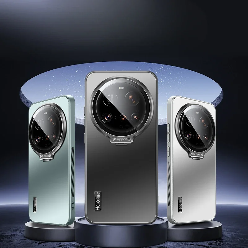 

For Xiaomi 15 14 Ultra Case Metal Holder Camera Bracket Buckle with Lens Film Magnetic Frosted Shockproof Back Phone Cover