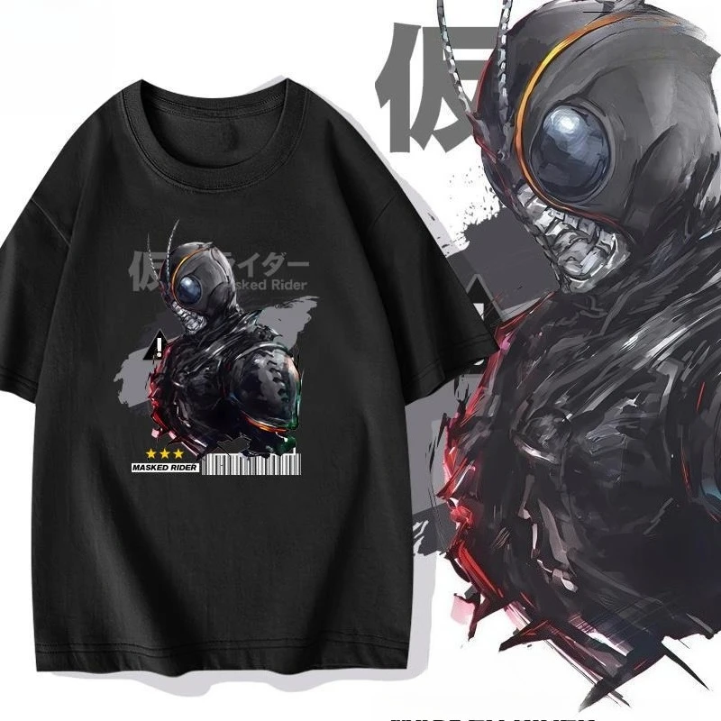 Bandai Genuine Kamen Rider Black Sun Black Sun Camiseta holgada de manga corta con cuello redondo para hombres y mujeres