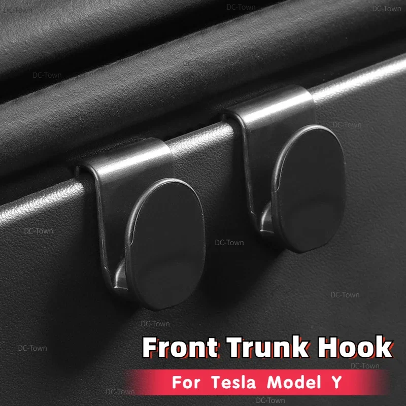 For Tesla Model Y 2021-2024 Front Trunk Hook Storage Clips Hooks Bags Umbrella Car Trunk Organizer 2PCS ABS Auto Accessories