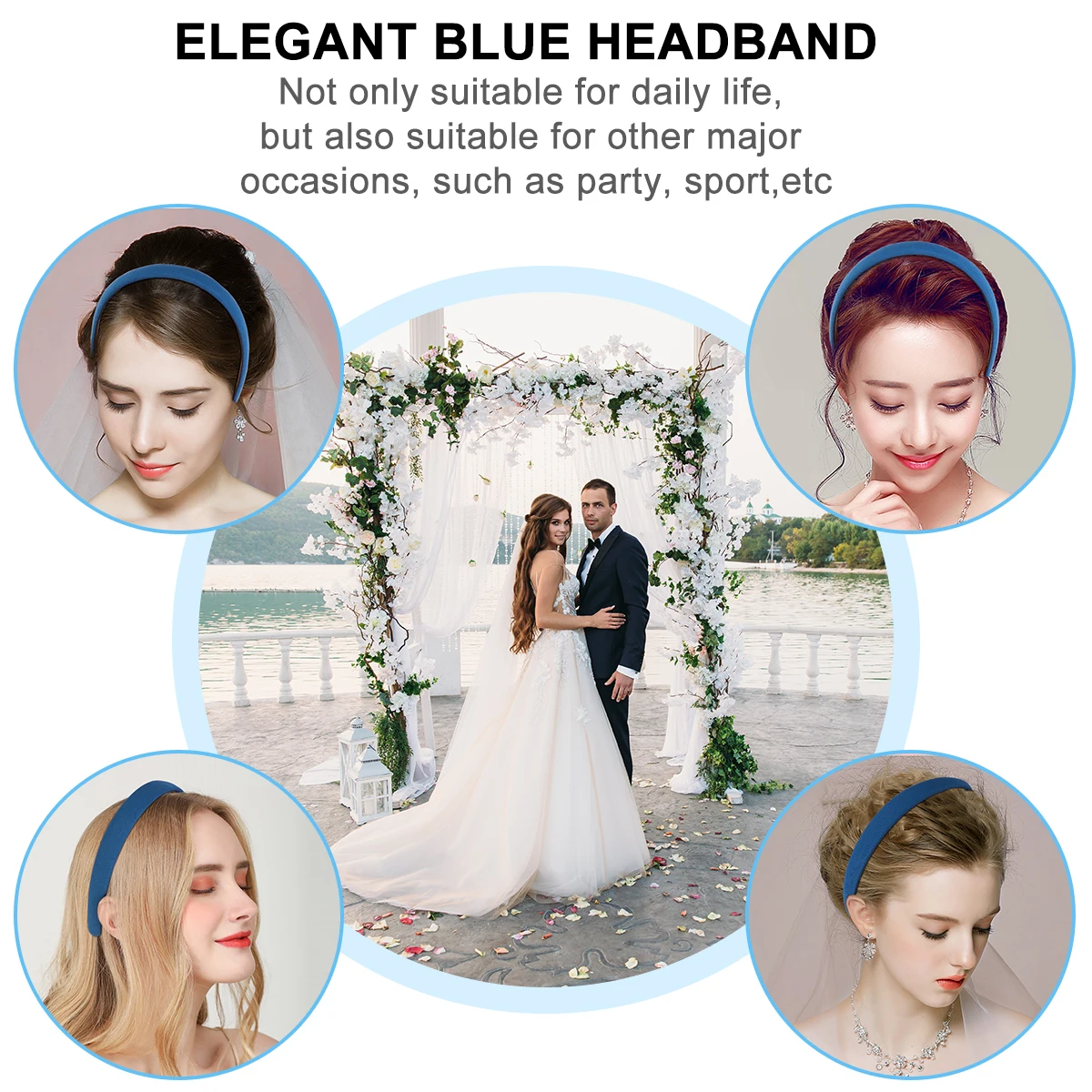

2pcs Dark Blue Women Headband Cloth Hairband For Party Sport Daily Use Fashion Hoop Woman Hairband Blue Hair Band Hair