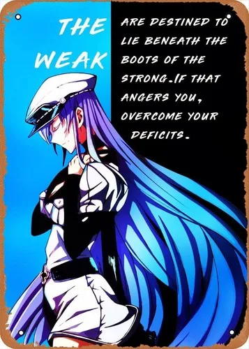 Póster con citas de anime para ti, cartel de metal, decoración de pared de Akame Ga Kill Esdeath