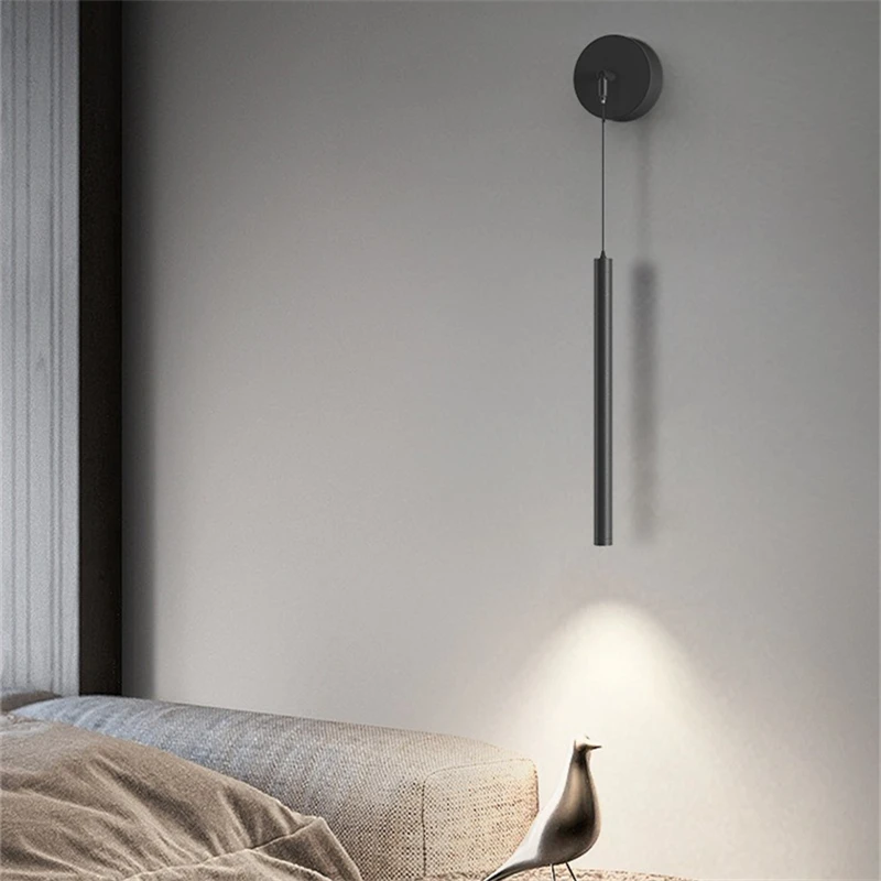 Wall lamp Bedroom bedside lamp Spot lamp Modern simple LED living room TV background wall Eye-protection bedside pendant lamp