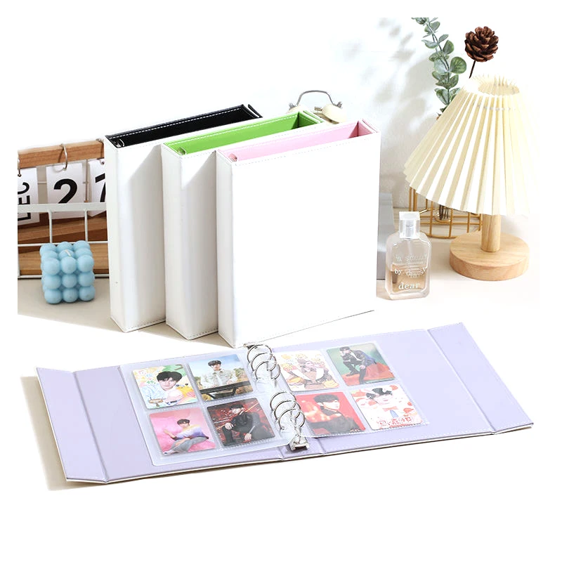 Kpop Binder Magnetic A5 Photocard Holder Collect Book PVC Free Idol Photocards Collection Book Photo Album Macaron Binder White