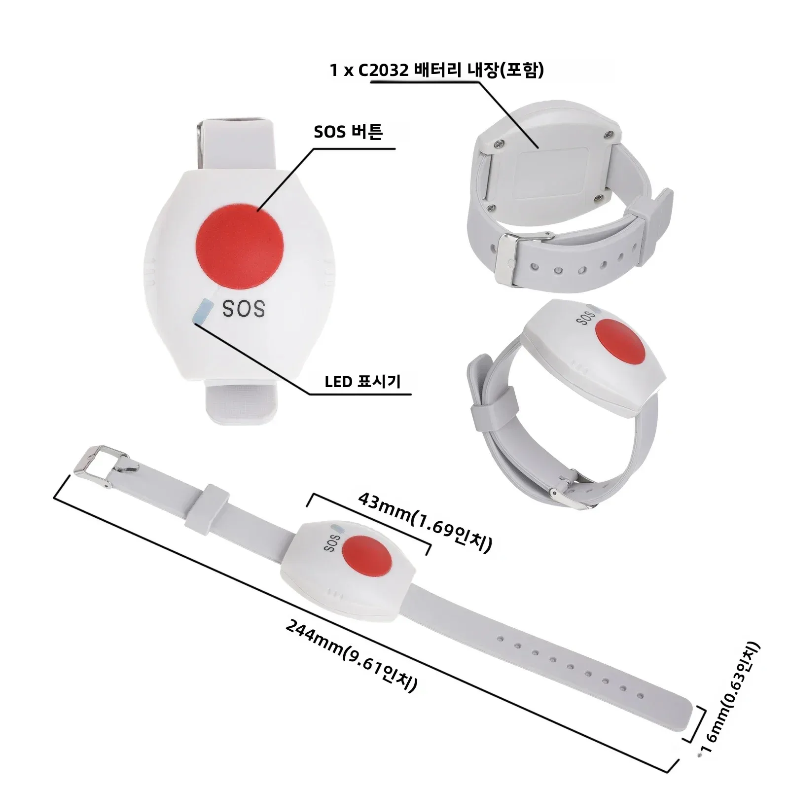 2pcs Tasto di Panico RF 433mhz Orologio di Allarme di SOS Braccialetto Pulsante Di Emergenza per Gli Anziani Anziani di GSM di Sicurezza Domestica