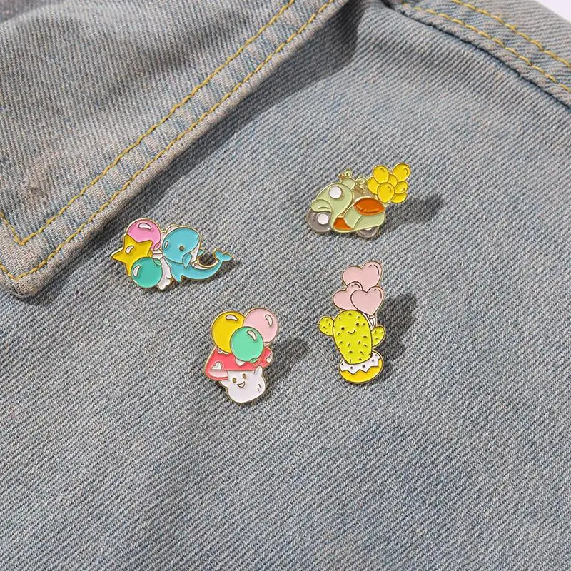 

Cartoon Enamel Brooch Colorful Balloons Cactus Dolphin Mushroom Motorcyc Pin DIY Button Pin Denim Jacket Pin Badge Jewelry Gift