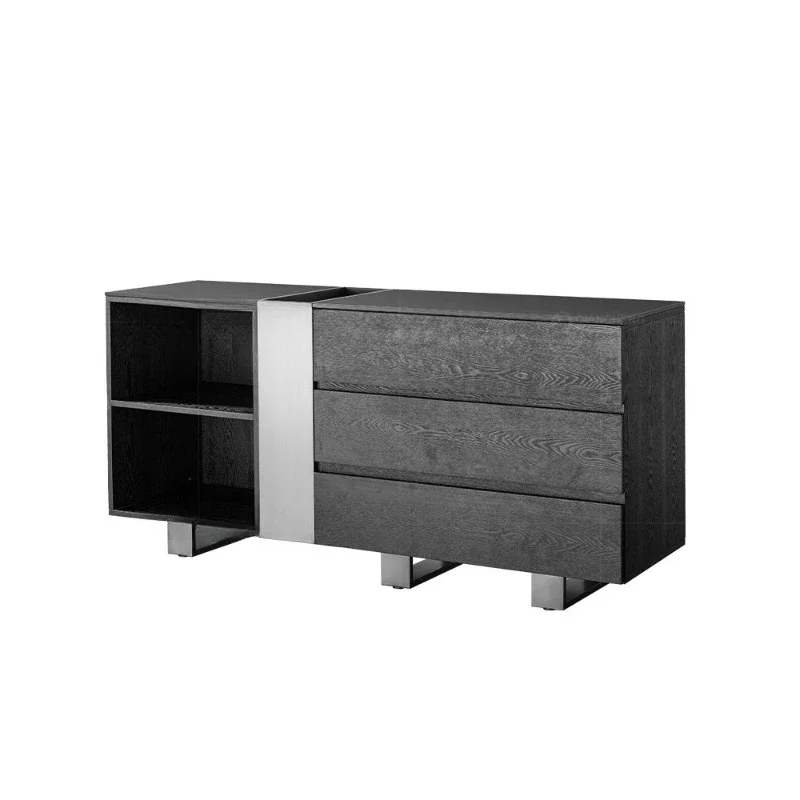 Side cabinet light luxury black retro entrance integrated tea cabinet against the wall modern simple living room storage locker