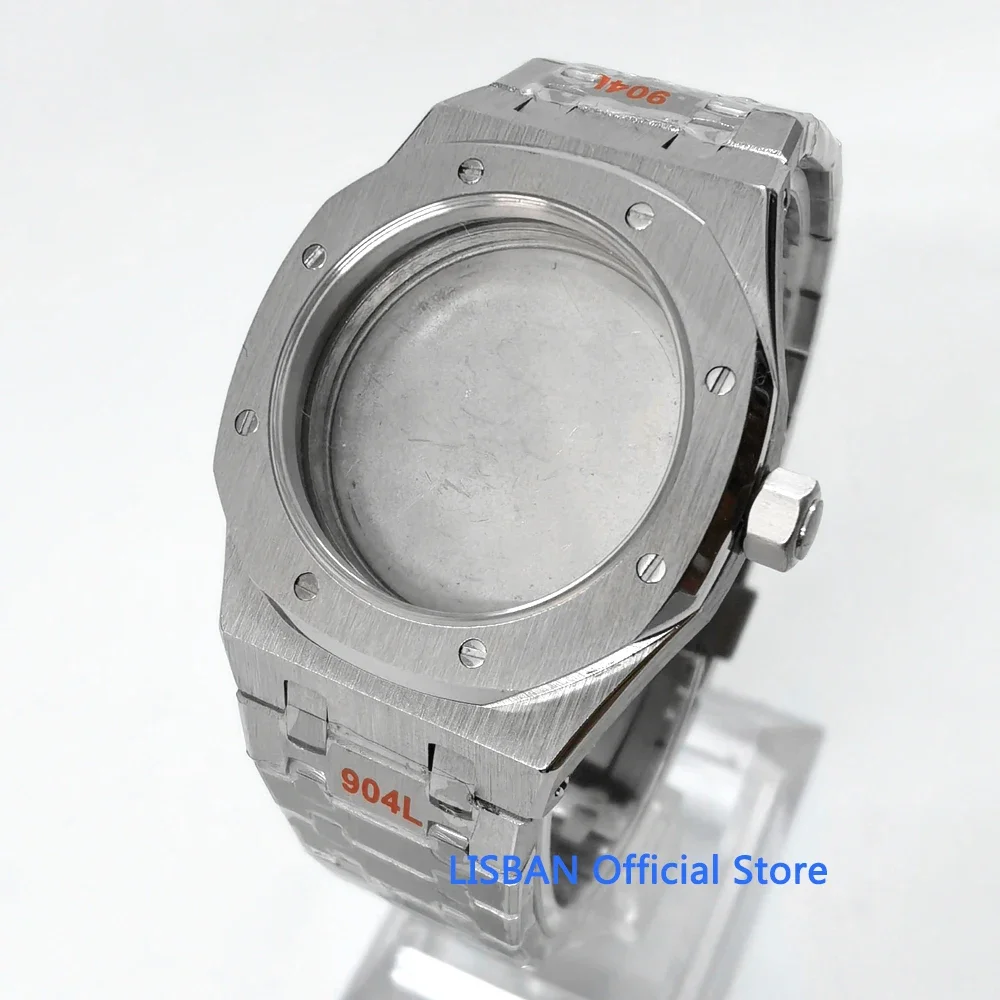 

41mm silver stainless steel case strap sapphire glass suitable for NH35 NH36 ETA2824 PT5000 movement men modified watch parts