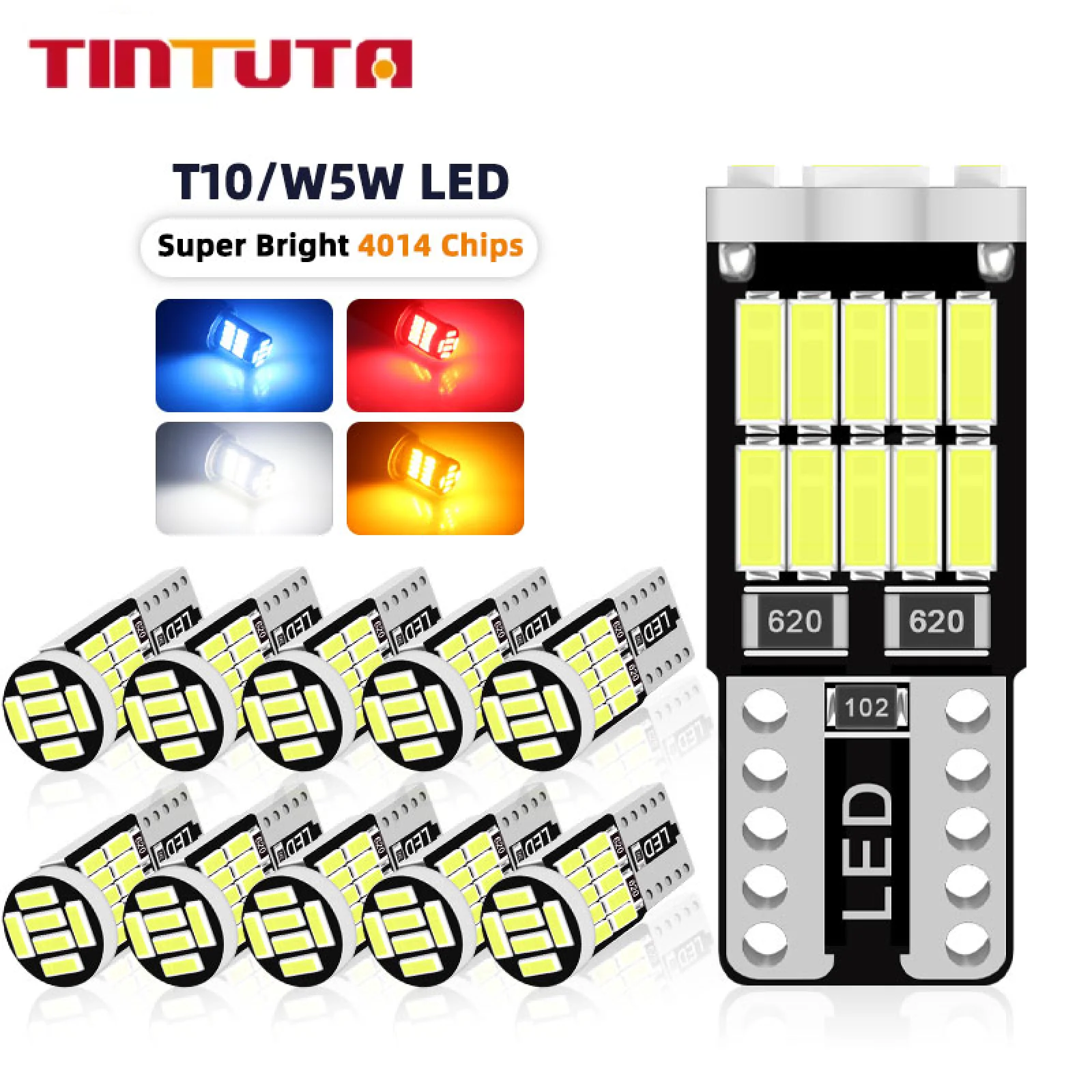 

2pcs T10 W5W LED Bulbs 194 Canbus Car Reading Interior Light DRL Daytime Running Light 26 SMD 4014 Chip License Plate Lamp 12V