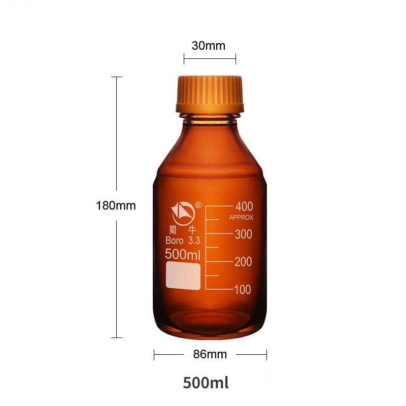 Laboratory Reagent Bottles Threaded Bottles Chemical Experiment Sampling Bottles Sterile Borosilicate Glass Bottles Flasks