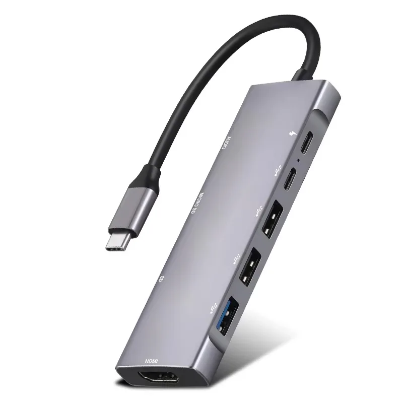 9-in-1 Aluminum Type-C Hub: 4K HDMI, USB 3.0, RJ45, SD/TF, PD