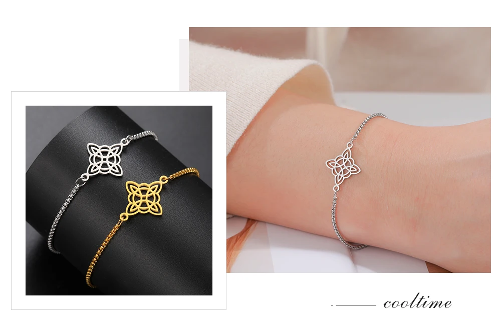 COOLTIME Irisches Wicca-Hexenknoten-Armband, Edelstahl, keltischer Knoten, verstellbare Damen-Armbänder, Modeschmuck, Geburtstagsgeschenk – Detail 8