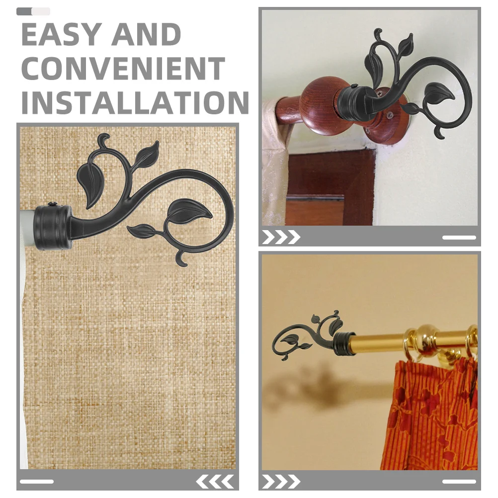 أغطية نهاية قضيب الستارة من البلاستيك الأسود، أجزاء بديلة لستائر نافذة المنزل، أطراف أقطاب آمنة #2