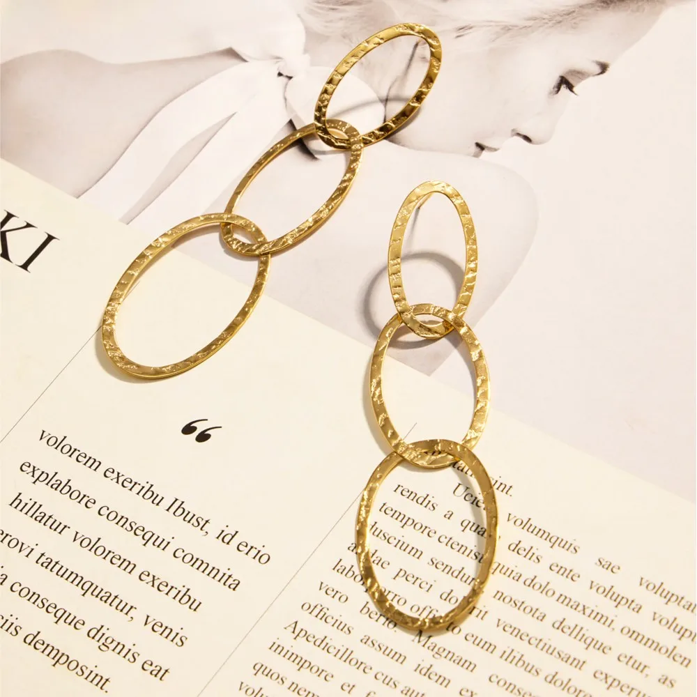 Colar de aço inoxidável pulseira brincos para mulher 18k banhado a ouro corrente oval colares pulseiras balançar brinco conjunto de jóias