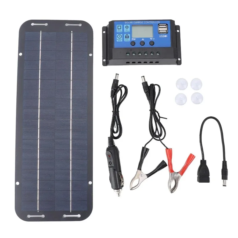 6W 5V Flexible Solar Panel Charger Kit with Controller Portable for Camping Hiking Outdoor Emergency Charging