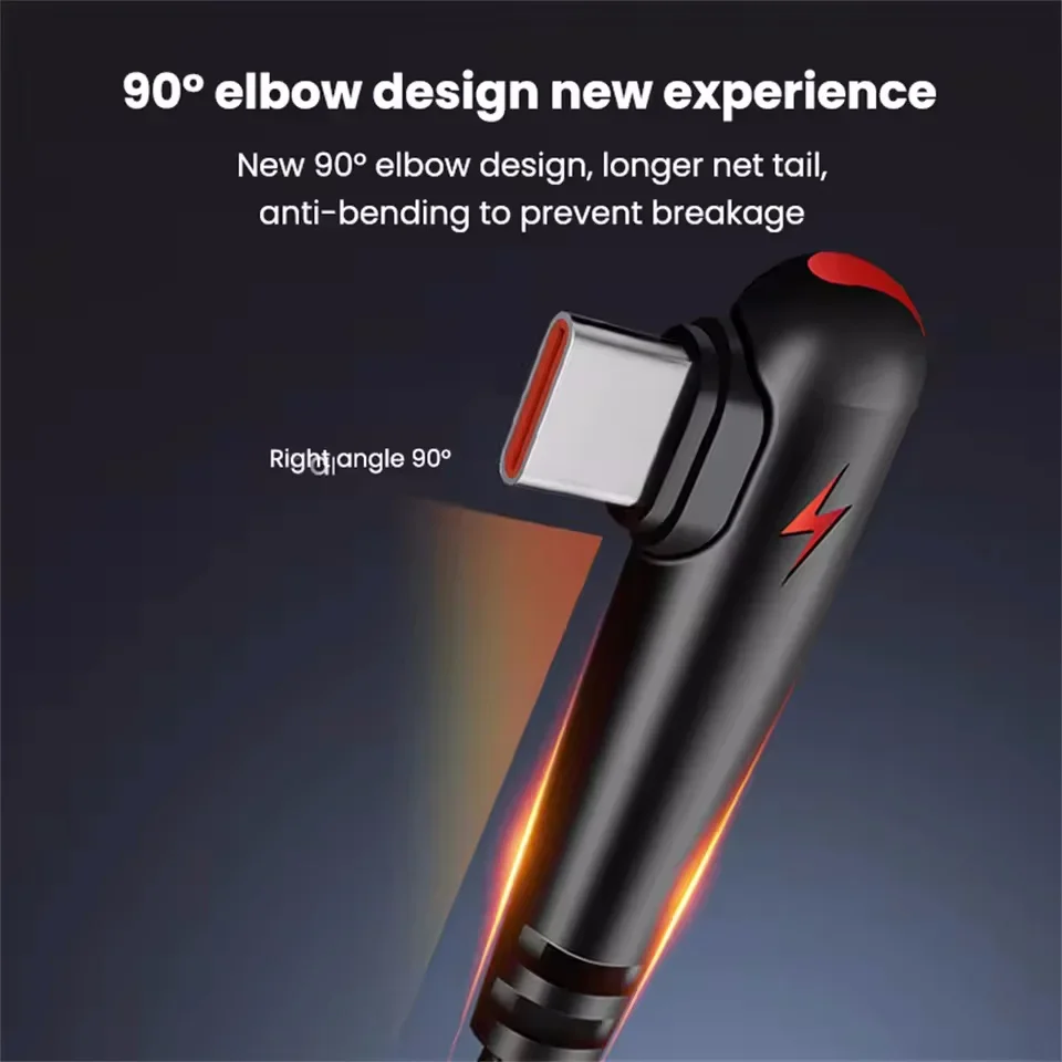90 Degree Angle USB C Fast Charging Cable 120W Type C Data Cord Balcony Plant Shelf Charge Relax View