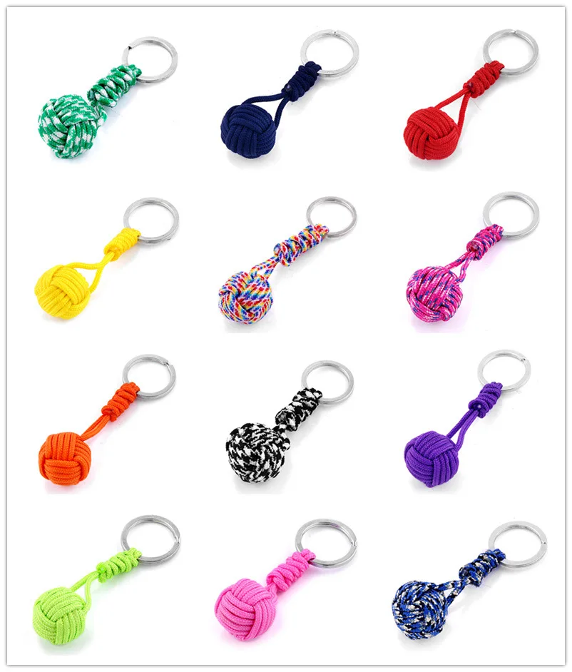 Monkey Fist Self Defense Lanyard Keychain Outdoor Security Protection Defensa Personal Steel Ball Women Survival Weapon