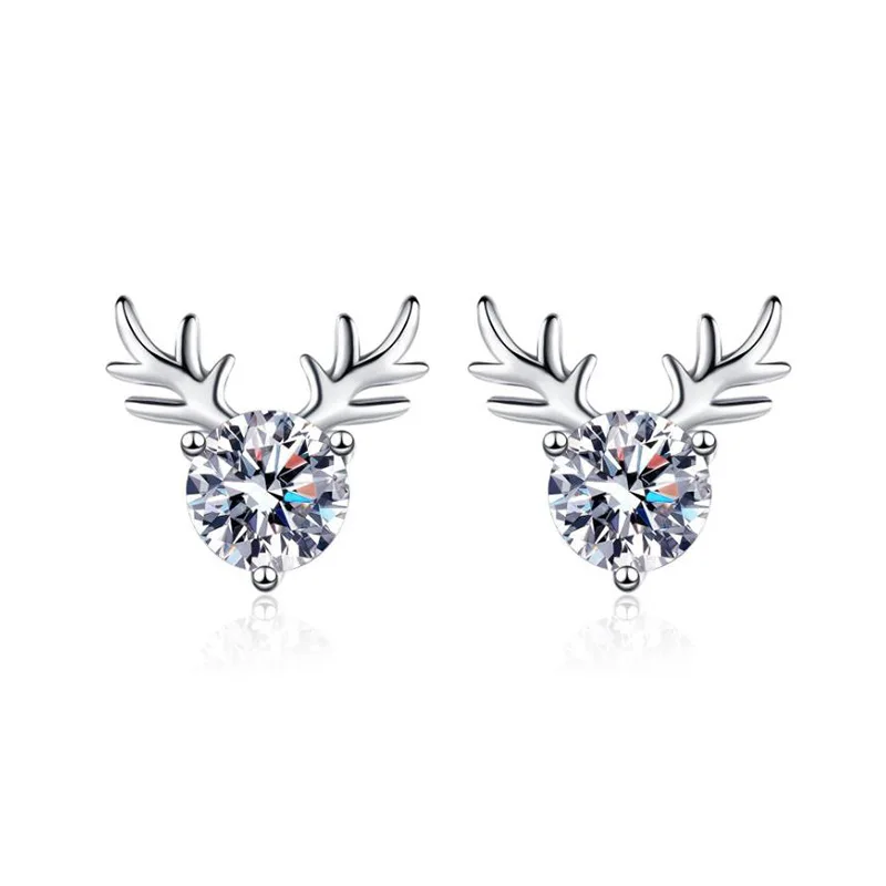 Yilu Has You s925 Pure Silver Ear Nail Girl Qixi Gives Her Girlfriend Earrings Classic Four prongs 50 points