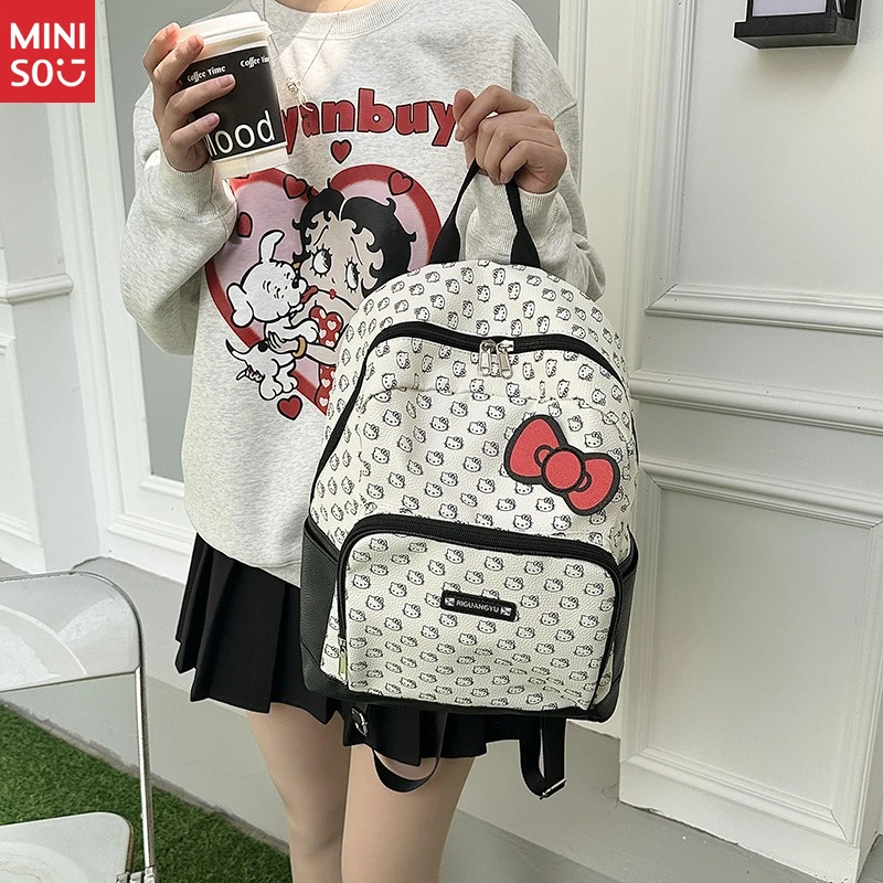 

Miniso Hello Kitty Mini Backpack | Waterproof PU Leather, Lightweight Cute Daypack