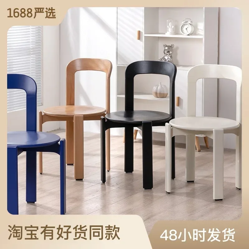 Middle Ages Dining Chair Designer, Solid Wood Chair, Home Dining Table and Chair, Internet Red Backrest, Backrests,