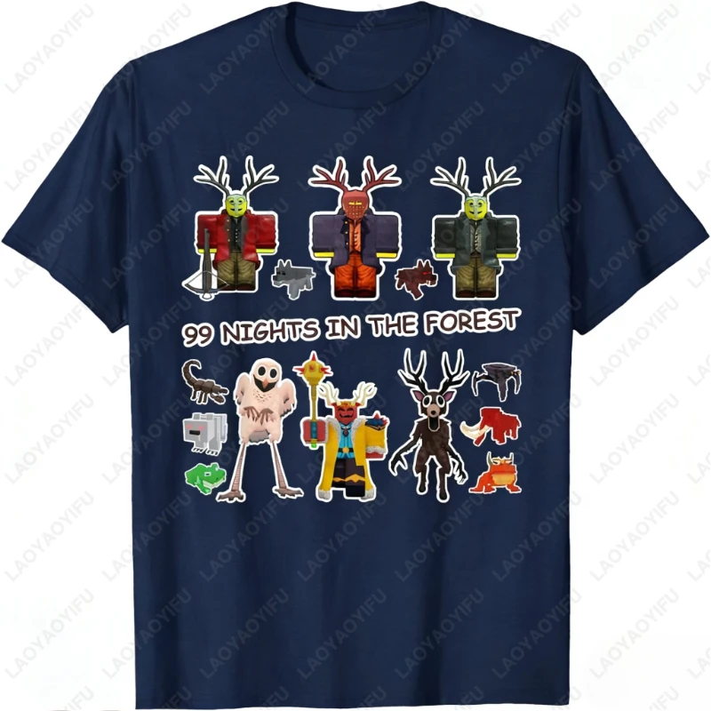 Sorry Can’t 99 Nights Bye in The Forest Halloween Gamer Merch Adult Cotton T-Shirt Horror Monster Werewolf Warlock Printed Tops