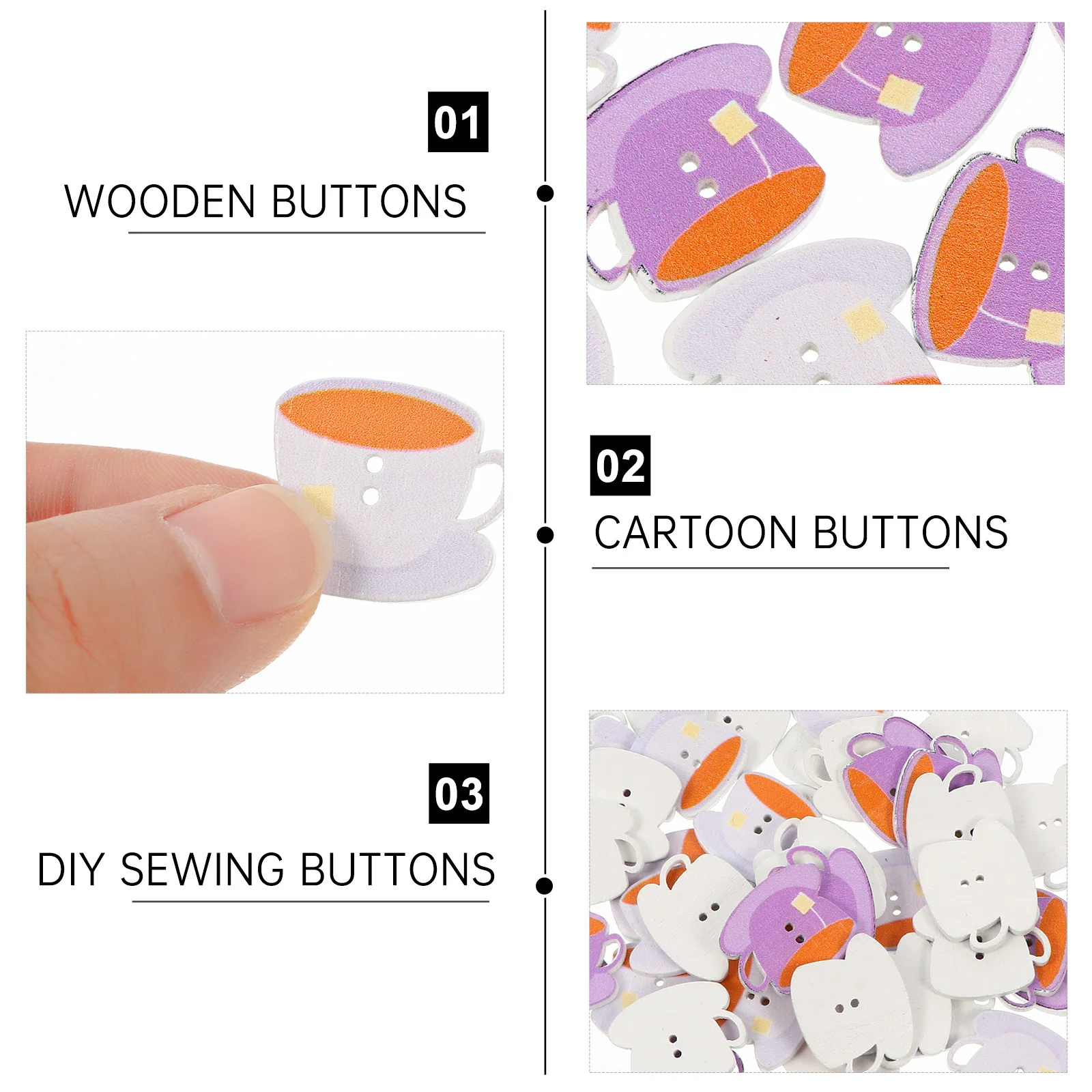 

100Pcs Coffee Cup Wood Buttons for Sewing Creative DIY Buttons Decorative Sewing Accessories for Garments Backpacks Hats Belts