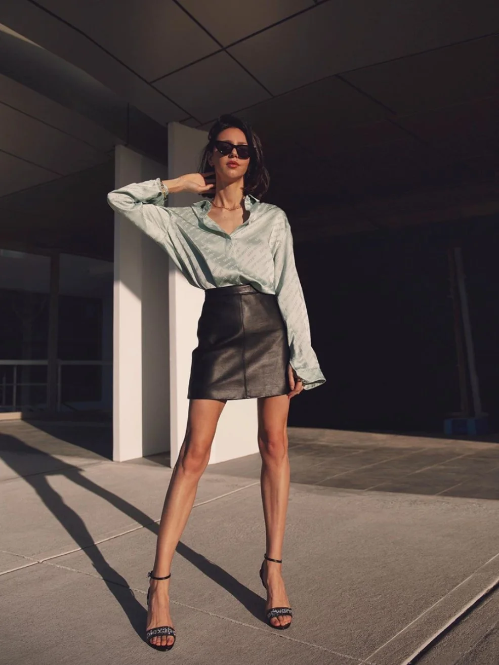 

Pepamack Trendy Embroidered Letter Satin Shirt Women's Loose Slimming Top Commute Style Long Sleeve Collar Button down