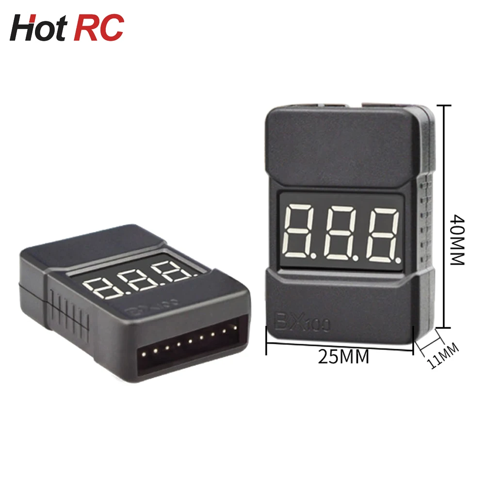 20 piezas Hotrc Hot RC BX-100 BX100 1-8S RC Lipo probador de voltaje de batería/alarma BB de bajo voltaje zumbador comprobador de voltaje para RC Lipo