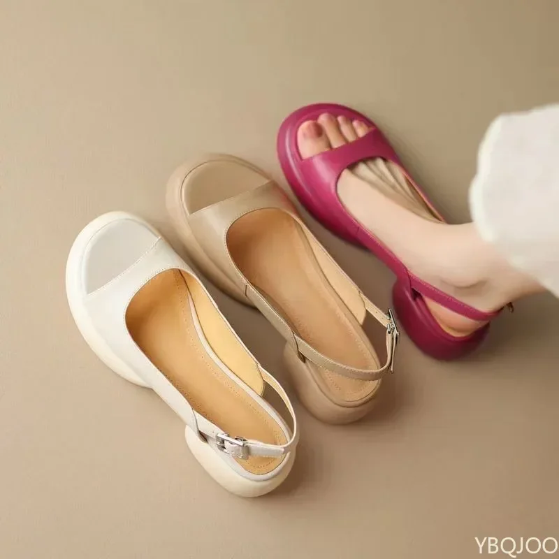 Summer Fashion New Thick Soled Sandals for Women Height Increasing Versatile Sponge Cake Bottom Beach Shoes Small Women's Shoes