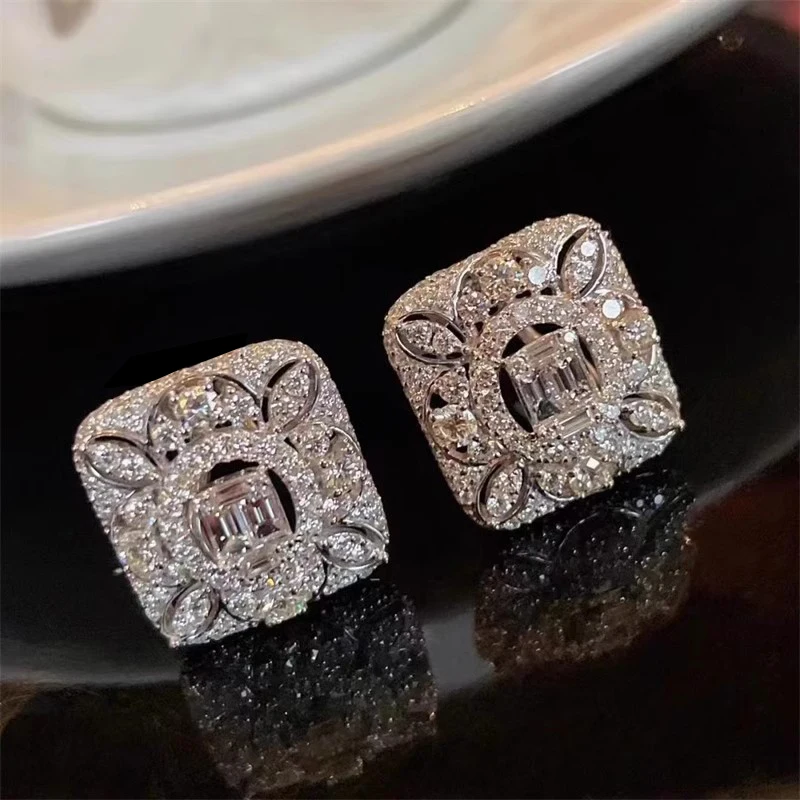 Huitan Zarte trendige Ohrstecker für Damen, luxuriös, brillant, Zirkonia, Accessoires für Hochzeitszeremonie, Modeschmuck, Geschenk