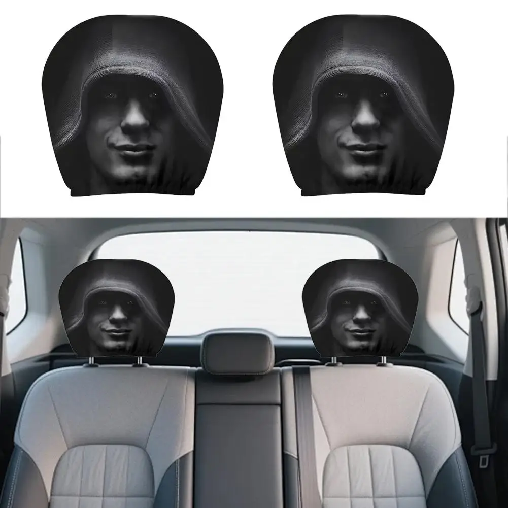 2 Stück Horror-Gesichts-Autositzbezüge aus weichem Polyester, waschbar, staubdicht, schützende dekorative Hülle, universeller Autositzbezug – Detail 2