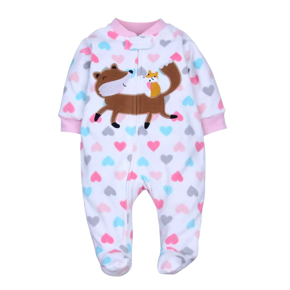 Macacão para Bebê Recém-Nascido Primavera Outono em Fleece com Zíper, Pijamas para Meninos e Meninas, Roupa de Animal para Bebês de 0 a 12 Meses