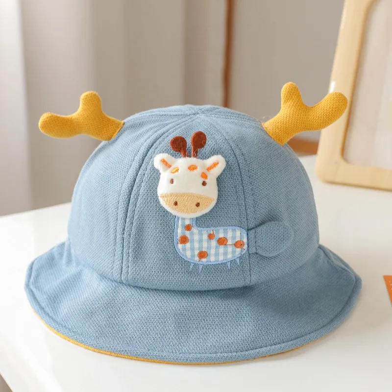 Cartoon Giraffe Baby Bucket Hat Spring Summer Cotton Boys Girls Fisherman Hats Outdoor Casual Kids Sun Cap