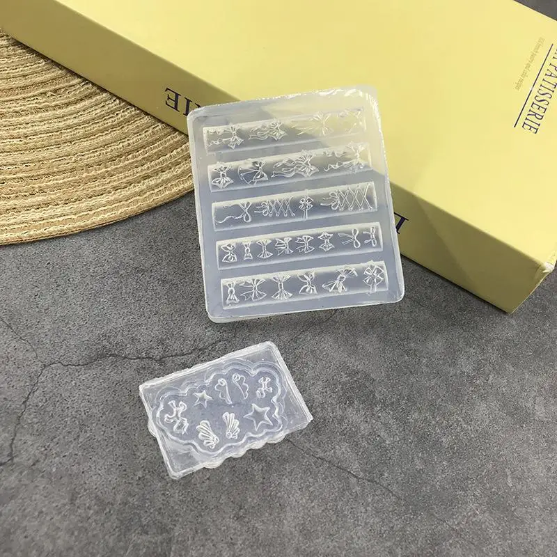 3D Nail Mold Silicone Nail Tools Cartoon Bow Tie Wings Nail Charms Molds Nail Art Accessories Nail Supplies