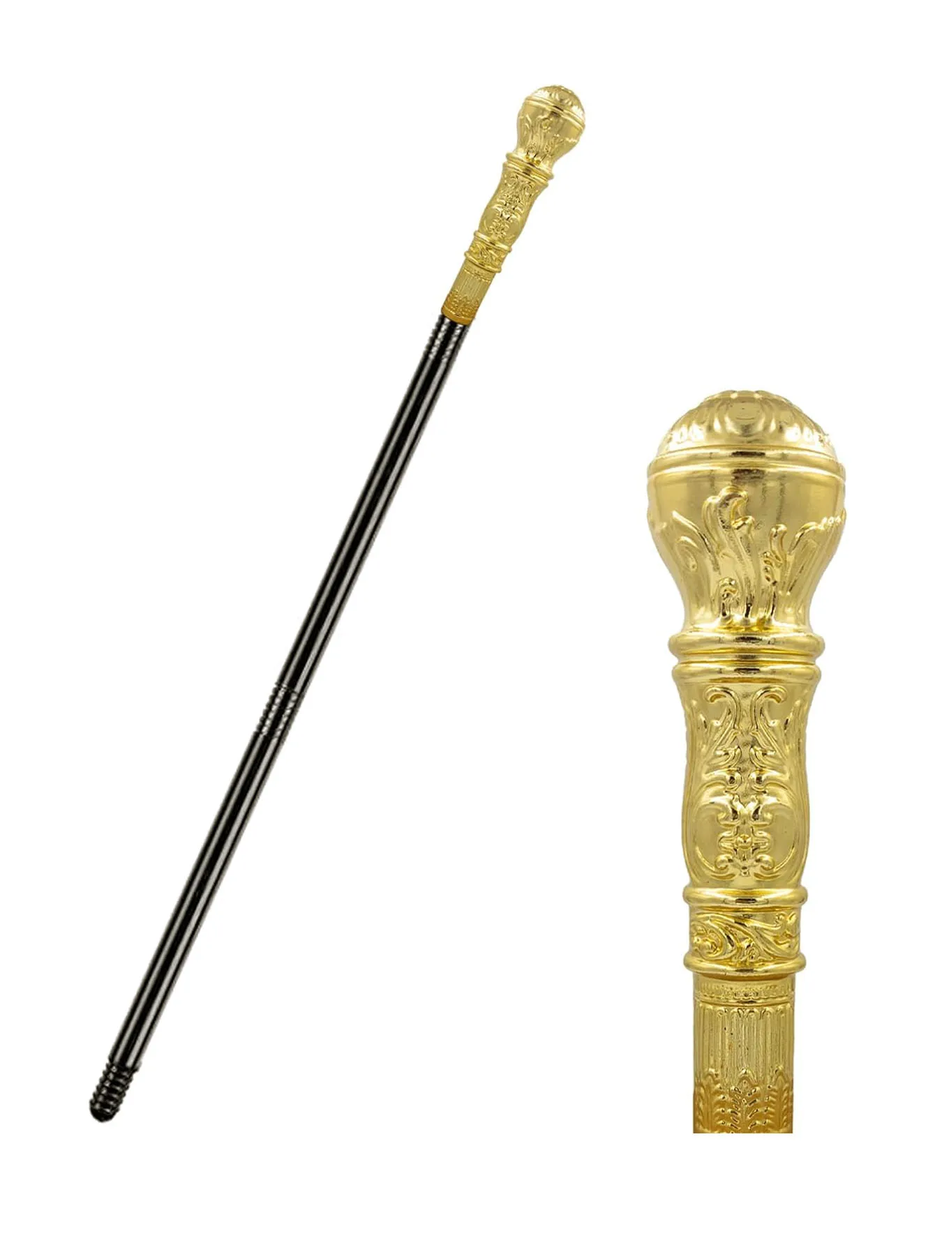 1pc Antique Gold Walking Cane Elegant Vintage Prop Stick Dress Pimp Canes Festival Halloween Costume Accessory for Adults and