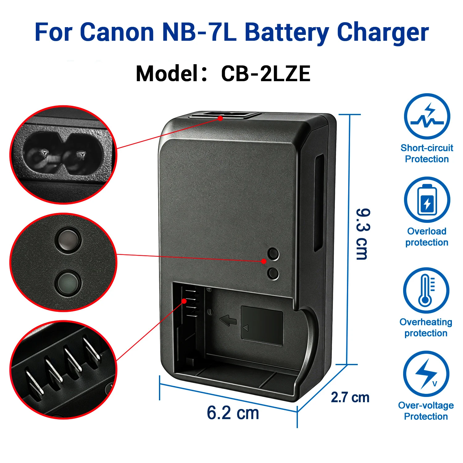 NB-7L Akku-Ladegerät für Canon G10 G11 G12 SX30 Digitalkamera-Zubehör Kompatibel mit CB-2LZE Ladegerät – Detail 4