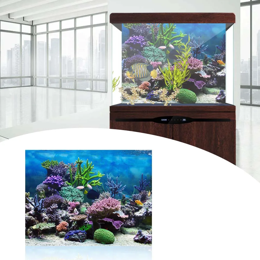 Aquarium Poster Fish  Poster PVC Adhesive Underwater Coral Aquarium Fish  Background Poster Backdrop Decoration Paper