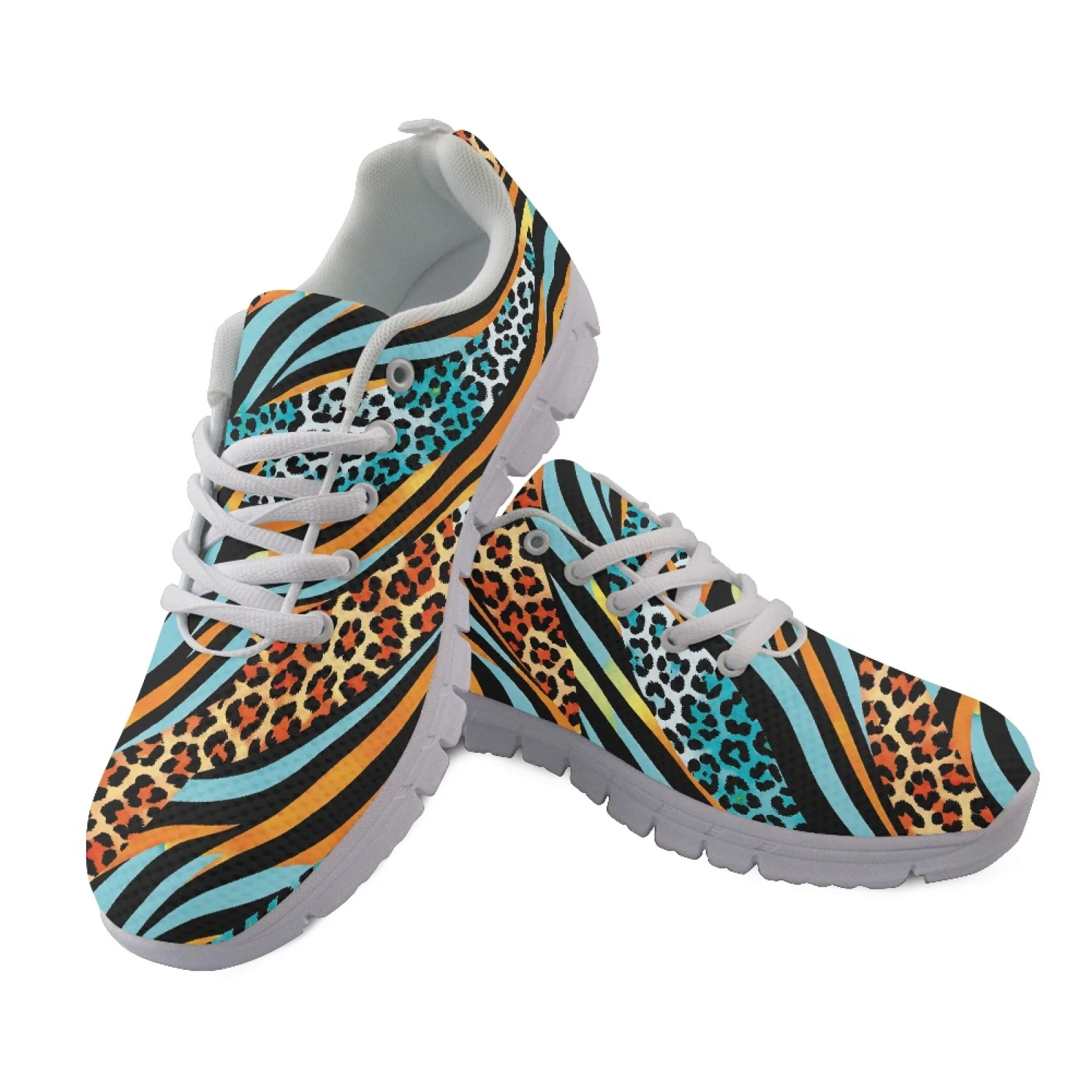 Coloranimal Leopard Stripes Non-slip Sole Sports Tennis Shoes for Mens Mesh & EVA Sole Work Shoes Fashion 2026