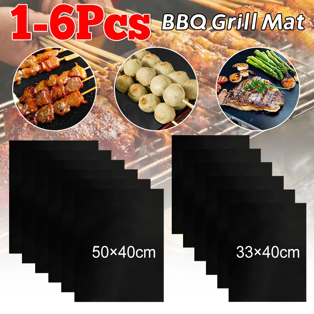 Estera para parrilla 40x50cm 33x40cm, revestimientos antiadherentes para parrilla de barbacoa, revestimiento para parrilla de horno, revestimiento para barbacoa, estera reutilizable, accesorios de herramientas para barbacoa