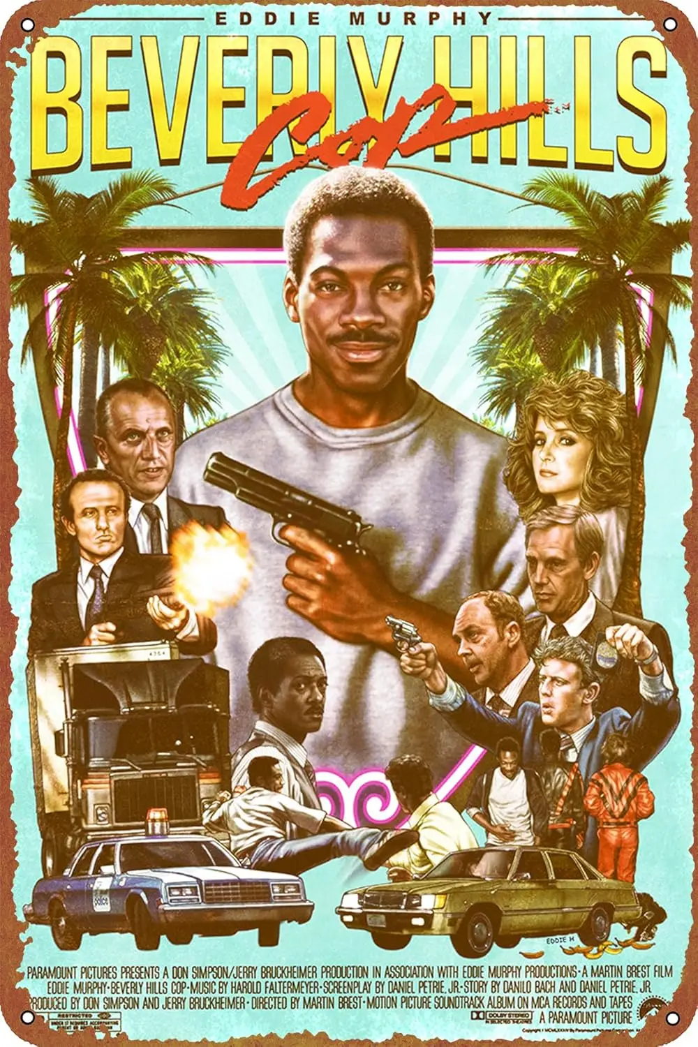 Póster de policía de Beverly Hills, cartel de hojalata Vintage para Bar, oficina, decoración de pared del hogar, regalo, letrero de Metal Retro de aluminio de 12X8 pulgadas