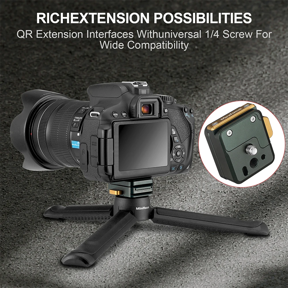 Grampo de liberação rápida para monitor de campo, placa deslizante, V Mount, 1/4 "parafuso suporte, câmera tripé, bola cabeça, braço mágico, vídeo LED luz