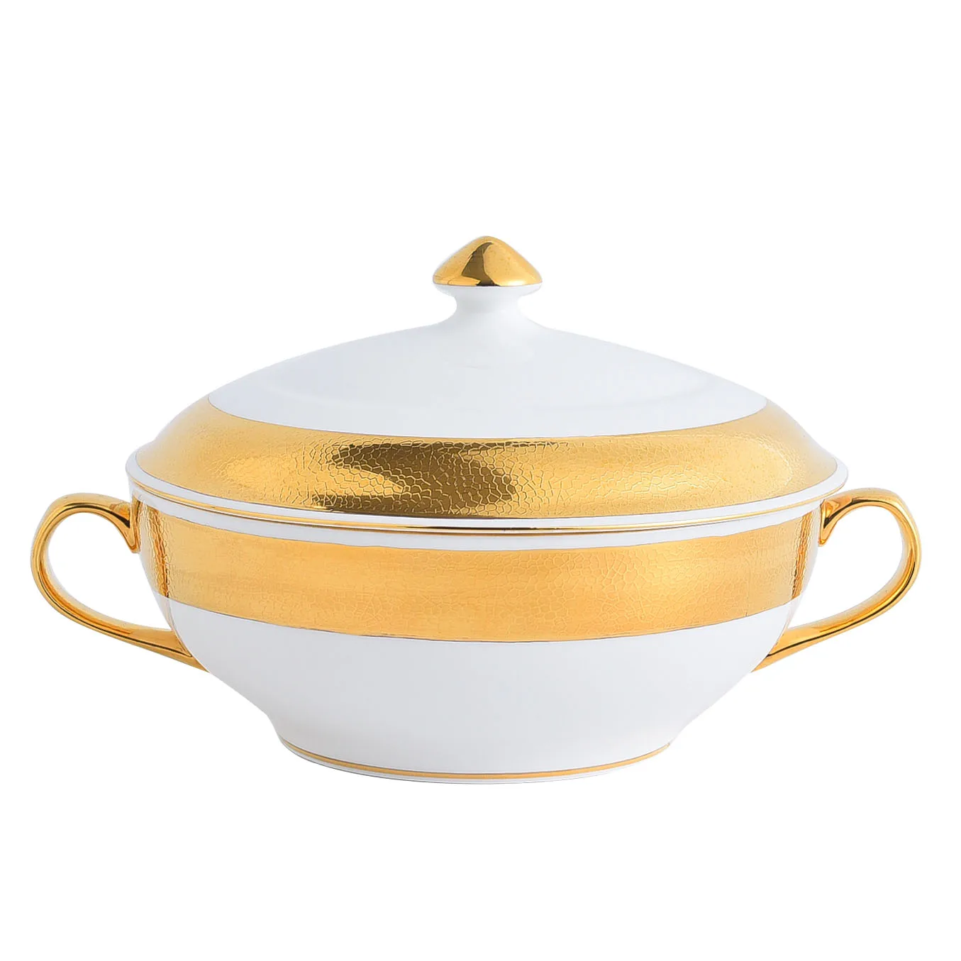 Tableware Retro Luxury Style Big Soup Bowl with Lid Fine Bone China Soup Basin Gold Ceramic Bowl Soup