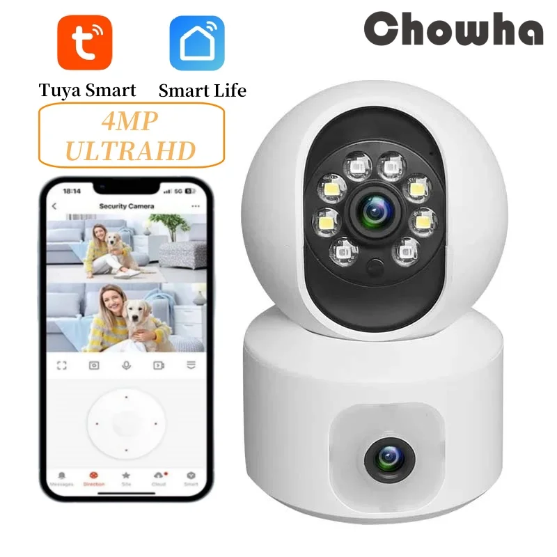 tuya indoor camera de vigilancia seguranca sem fio smart home auto rastreamento baby monitor cctv camera ip dual lens wifi 4mp 01