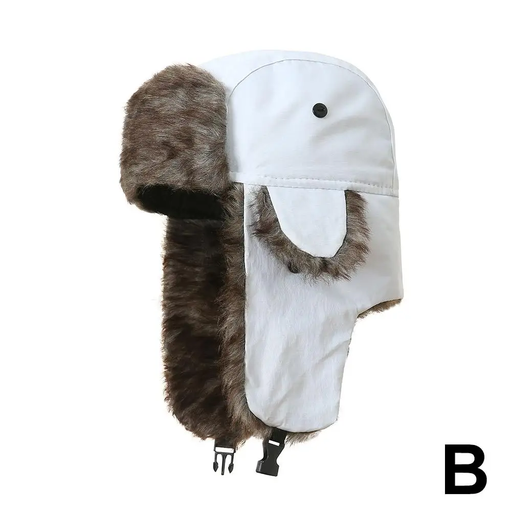 Men Women Russian Hat Trapper Bomber Hats Winter Thermal Snow Ski Caps Fur Feng Male Lei Ushanka Earflap Hat Faux Caps Outd F2E4