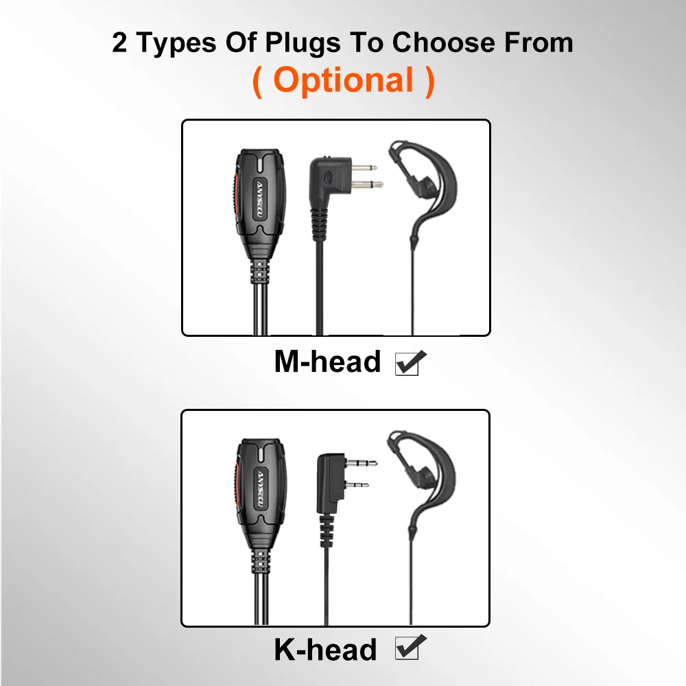10pcs Earphones K/M Head PTT with Mic Walkie Talkie Earpiece G Type for Baofeng TYT anysecu UV-5r UV-5R UV82 Bf-888S UV-K5 UV-K6