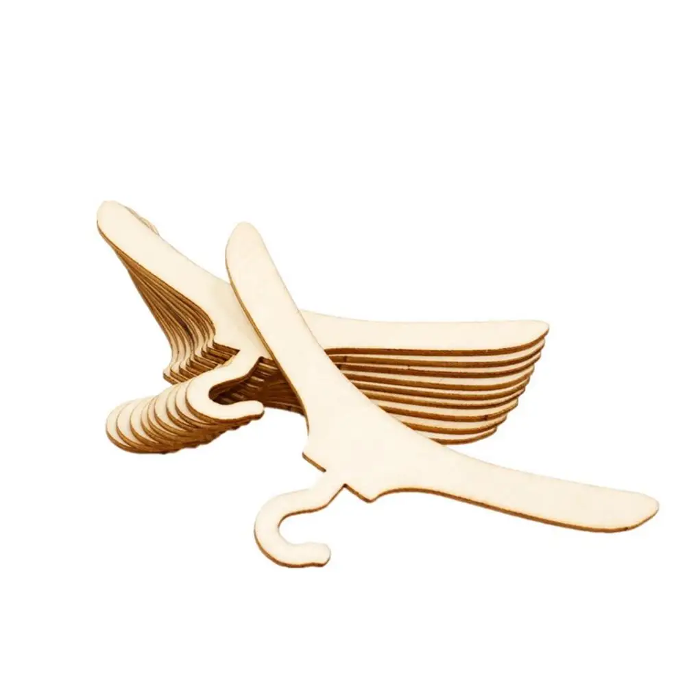 10 szt. Drewniane wieszaki na ubrania Domowe rękodzieło Gładki płaszcz ganizer Zabawki dla dzieci Prezent Meble do zabawy