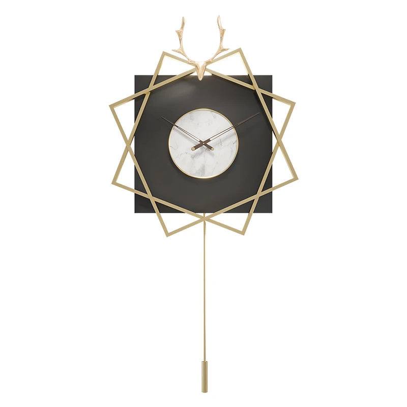 YY Clock Wall Clock Northern European Style Metal Living Room Personality Quartz Clock Light Luxury Creative Fashion